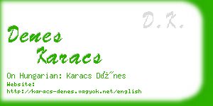 denes karacs business card